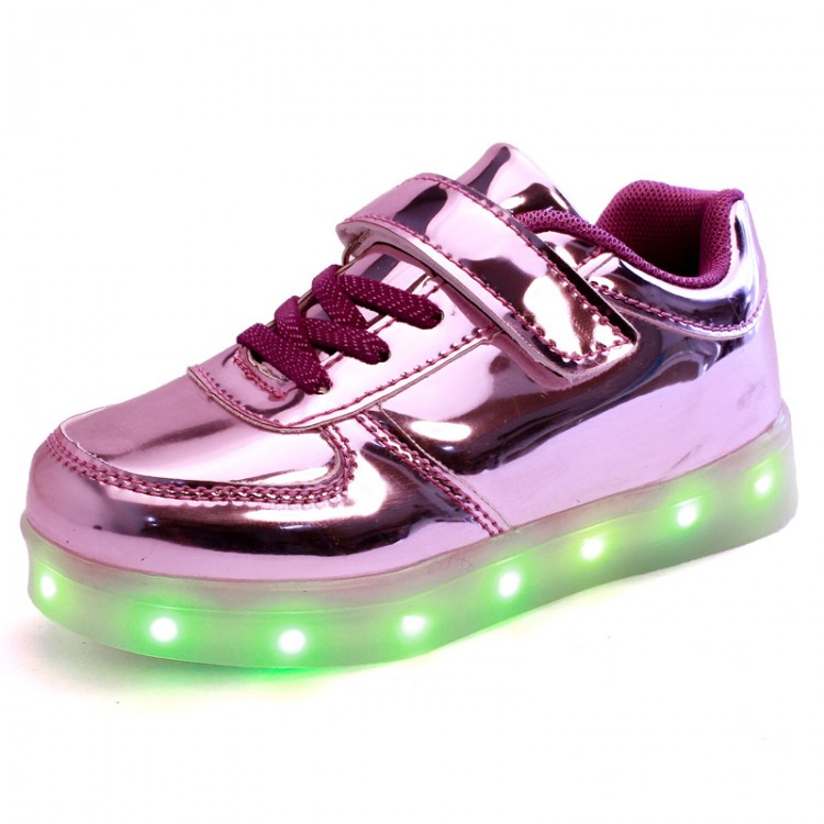 Patent leather led light up sneaker